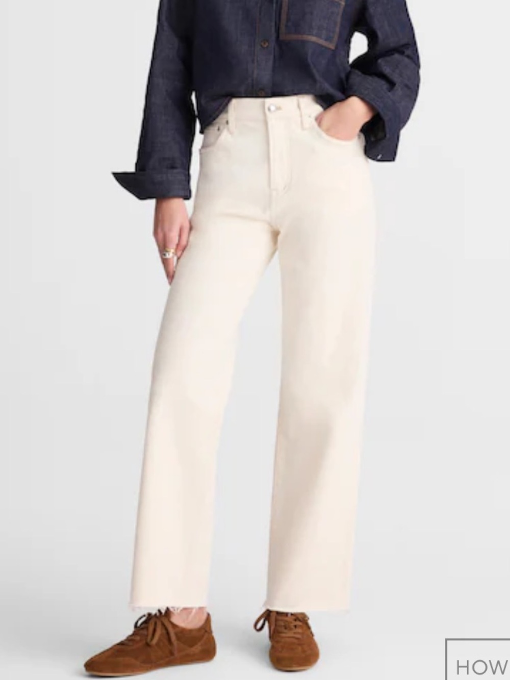 Madewell the perfect vintage straight leg Cream Wide-Leg High-Rise Jeans